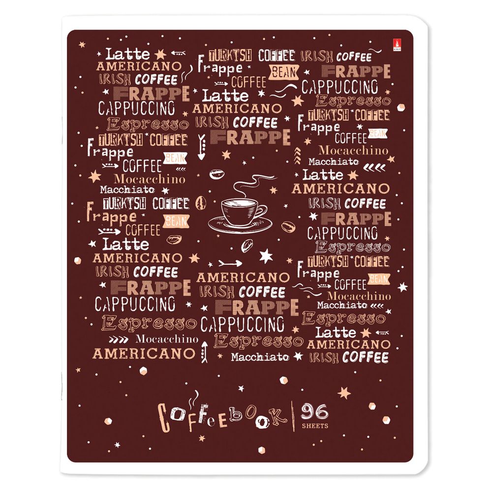 Тетрадь А5 96 л. АЛЬТ скоба, клетка, гибридный лак, "Coffe time" (5 видов)