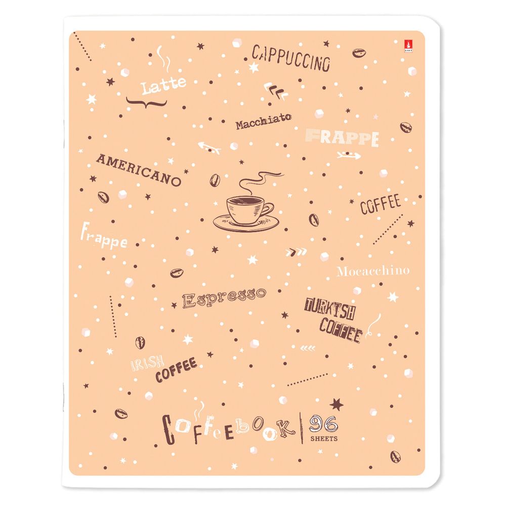 Тетрадь А5 96 л. АЛЬТ скоба, клетка, гибридный лак, "Coffe time" (5 видов)