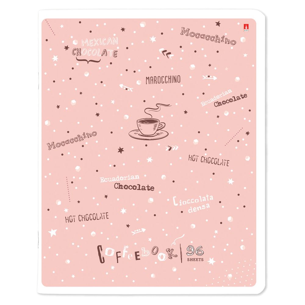 Тетрадь А5 96 л. АЛЬТ скоба, клетка, гибридный лак, "Coffe time" (5 видов)