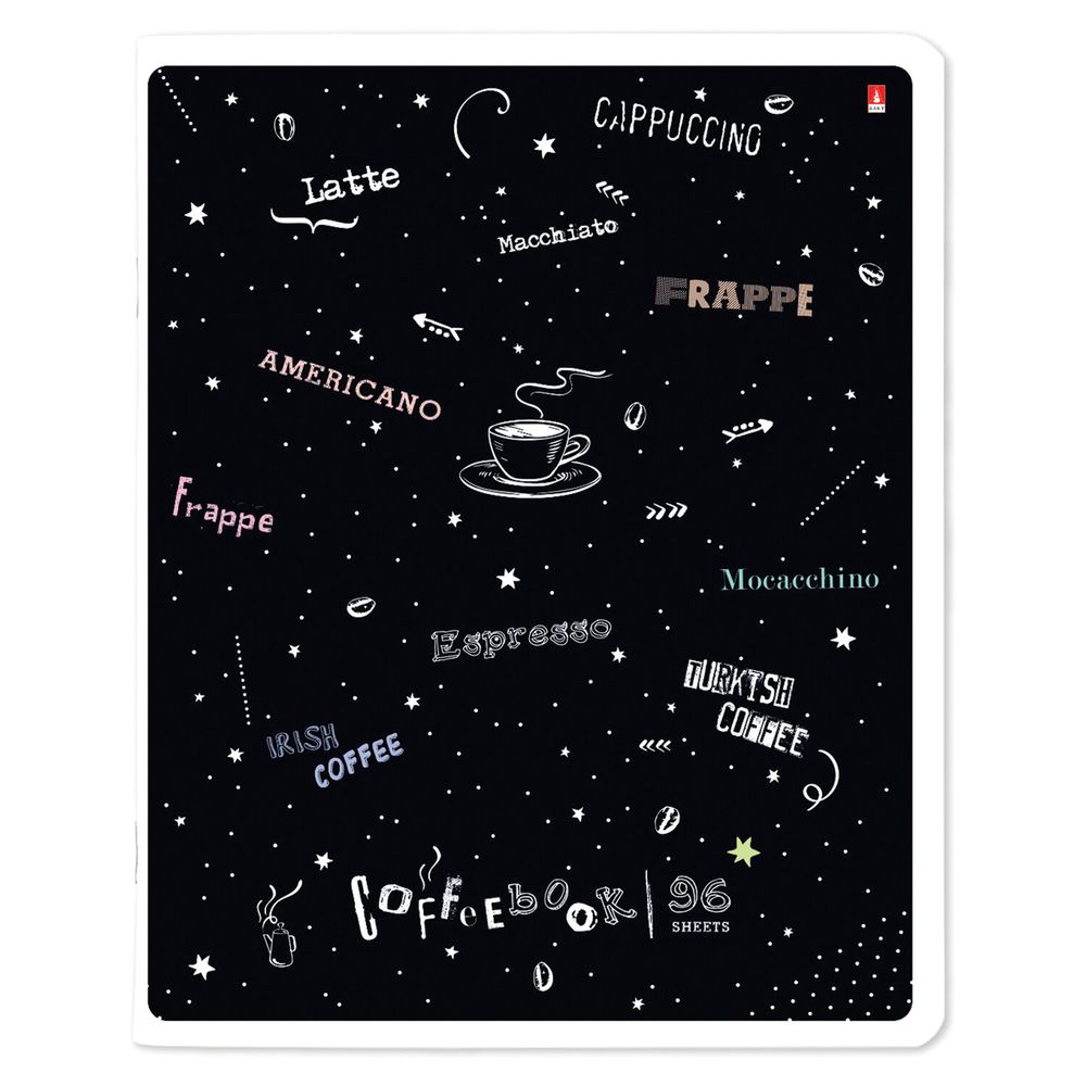 Тетрадь А5 96 л. АЛЬТ скоба, клетка, гибридный лак, "Coffe time" (5 видов)