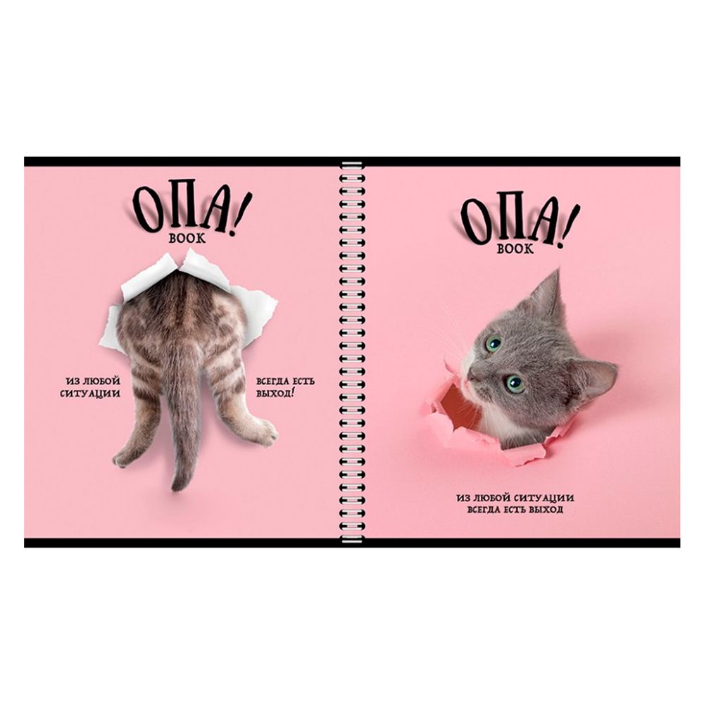 Тетрадь А5 96 л. ПЗБМ, гребень, клетка/линия, выборочный лак, перевёртыш, "Опа!" (5 видов)