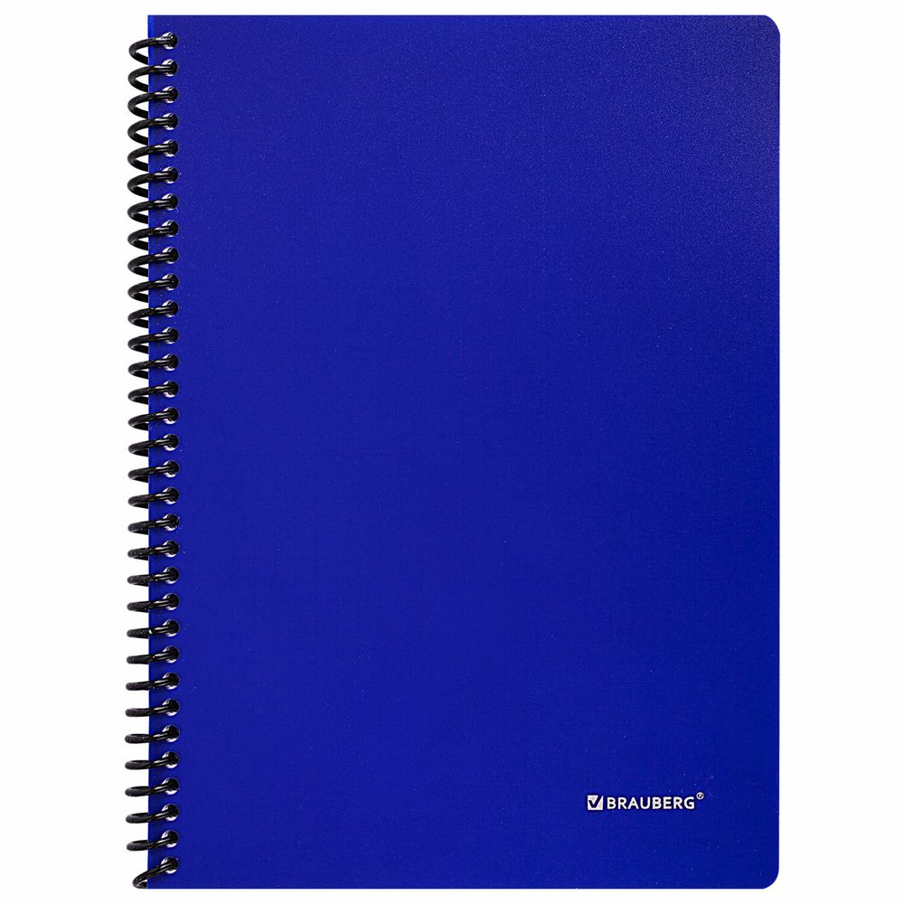 Тетрадь А5 80 л. BRAUBERG "Metropolis", спираль пластиковая, клетка, обложка пластик, СИНИЙ