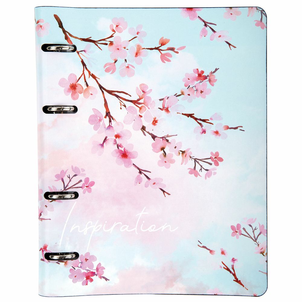 Тетрадь на кольцах А5 (180х220 мм), 80 листов, под кожу, клетка, BRAUBERG VISTA, Inspiration