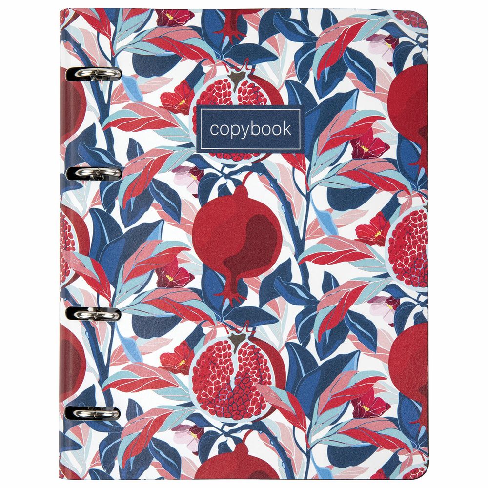 Тетрадь на кольцах А5 (180х220 мм), 80 листов, под кожу, клетка, BRAUBERG VISTA, Pomegranate