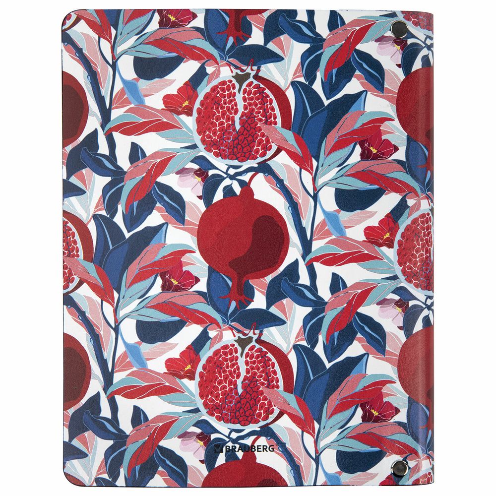 Тетрадь на кольцах А5 (180х220 мм), 80 листов, под кожу, клетка, BRAUBERG VISTA, Pomegranate