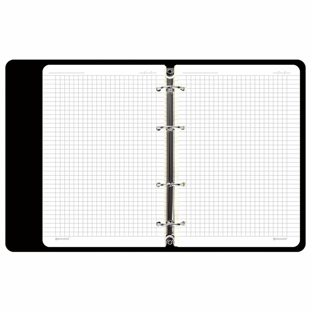 Тетрадь на кольцах А5 (180х220 мм), 80 листов, под кожу, клетка, тиснение фольгой, BRAUBERG VISTA, Butterflies