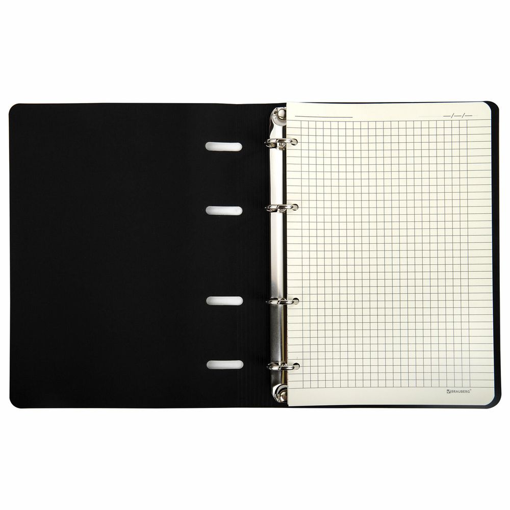 Тетрадь на кольцах А5 (180х220 мм), 80 листов, под кожу, клетка, тиснение фольгой, BRAUBERG VISTA, Avocado