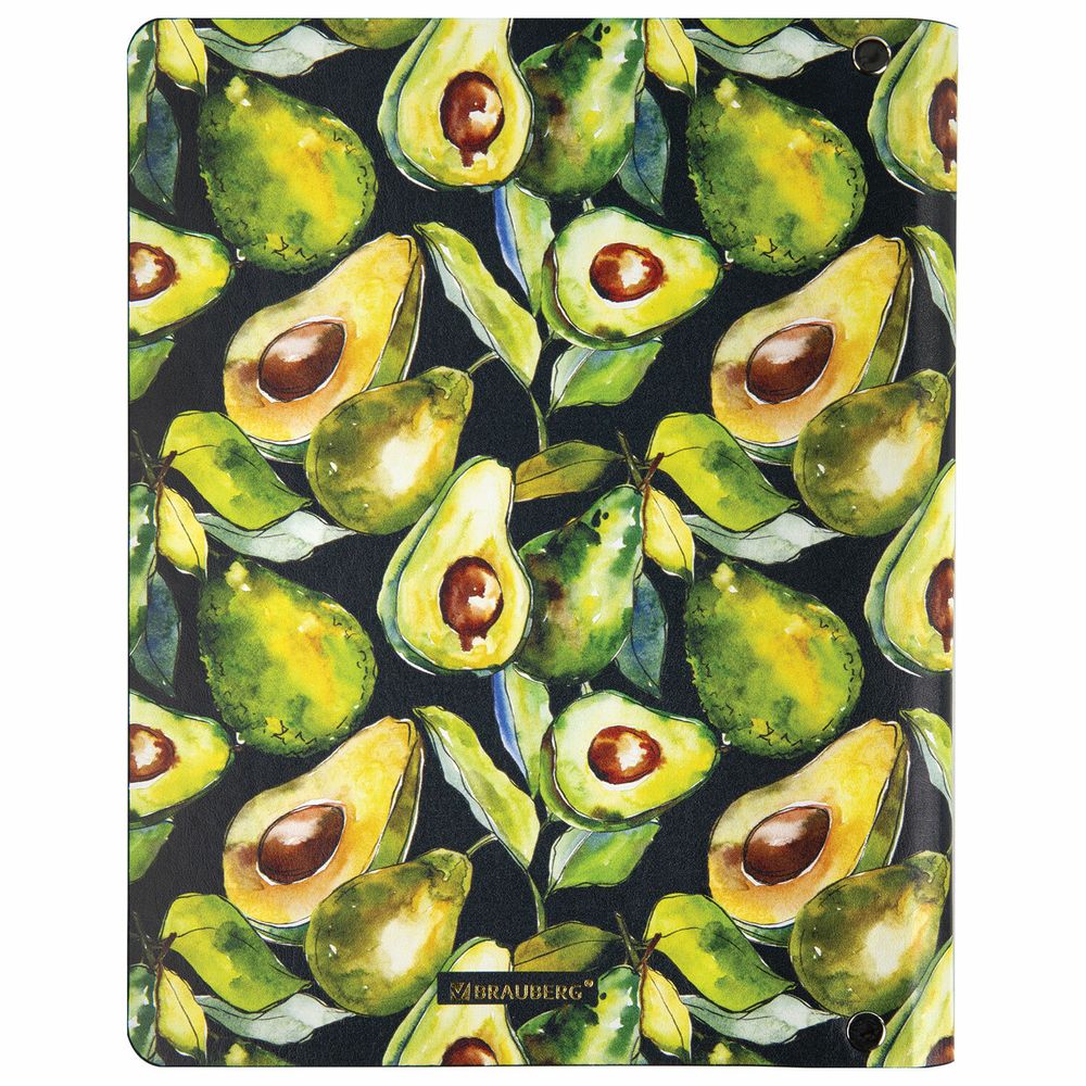 Тетрадь на кольцах А5 (180х220 мм), 80 листов, под кожу, клетка, тиснение фольгой, BRAUBERG VISTA, Avocado