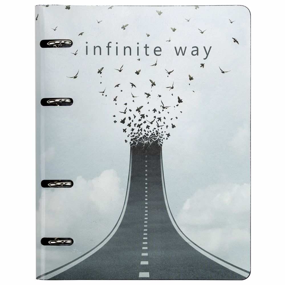 Тетрадь на кольцах А5 (180х220 мм), 80 листов, под кожу, клетка, BRAUBERG VISTA, Infinite way