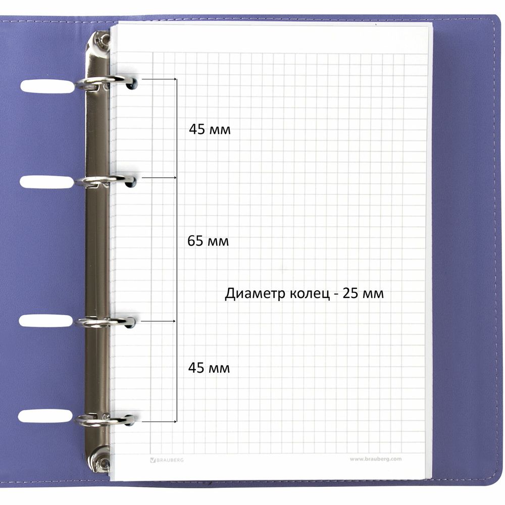 Тетрадь на кольцах А5 (180х220 мм), 120 листов, под кожу, клетка, BRAUBERG 