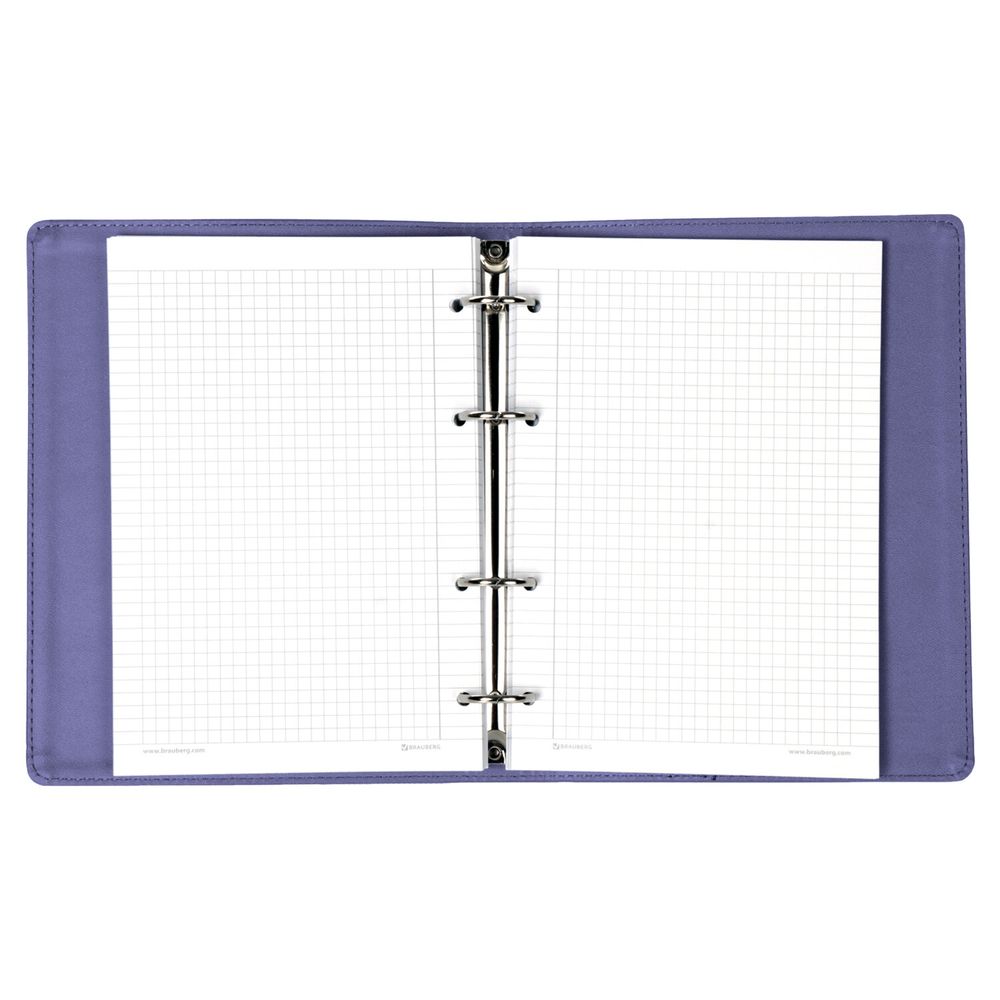 Тетрадь на кольцах А5 (180х220 мм), 120 листов, под кожу, клетка, BRAUBERG 