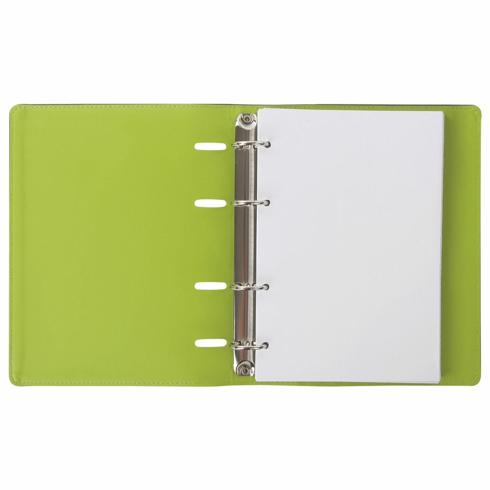 Тетрадь на кольцах А5 (180х220 мм), 120 листов, под кожу, клетка, BRAUBERG "Joy", зелёный/светло-зелёный