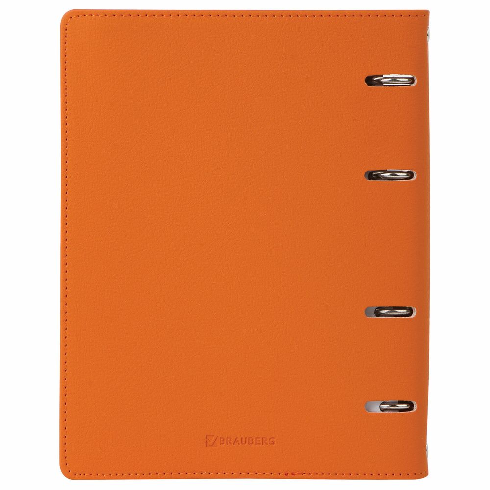 Тетрадь на кольцах А5 (180х220 мм), 120 листов, под кожу, клетка, BRAUBERG 