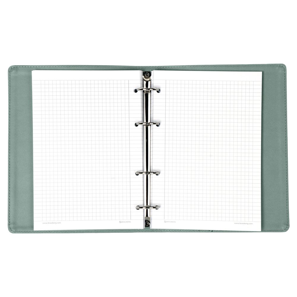 Тетрадь на кольцах А5 (180х220 мм), 120 листов, под кожу, клетка, BRAUBERG 