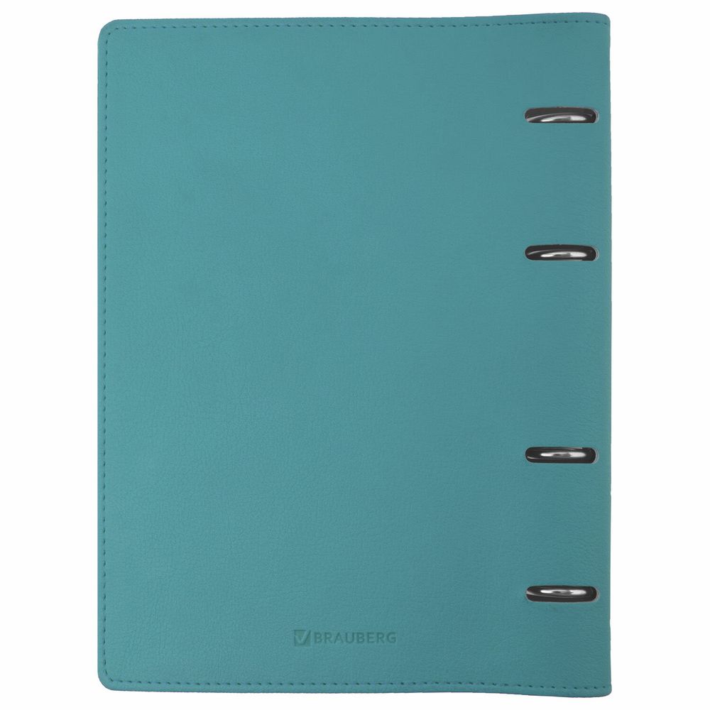 Тетрадь на кольцах А5 (180х220 мм), 120 листов, под кожу, клетка, BRAUBERG 