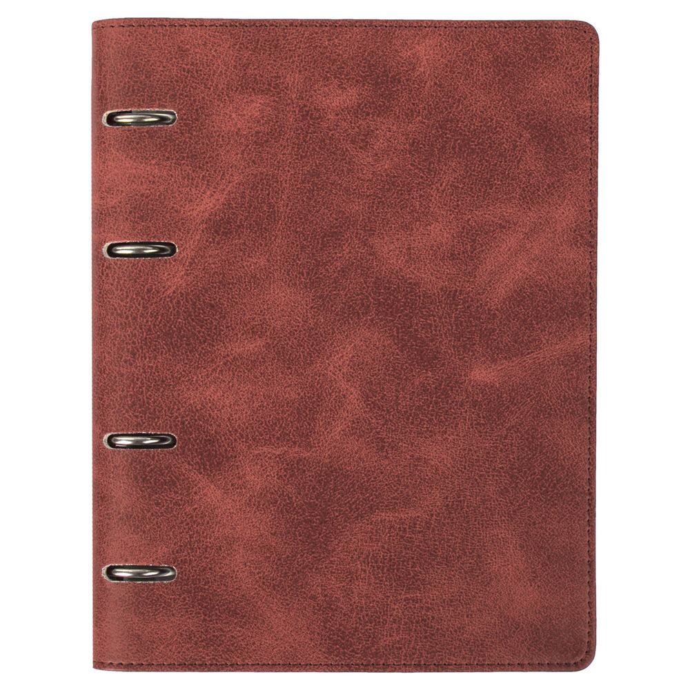 Тетрадь на кольцах А5 (180х220 мм), 120 листов, под кожу, клетка, BRAUBERG "Main", коричневый