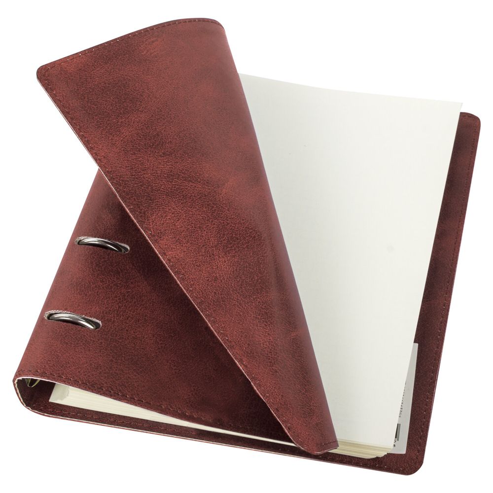 Тетрадь на кольцах А5 (180х220 мм), 120 листов, под кожу, клетка, BRAUBERG "Main", коричневый