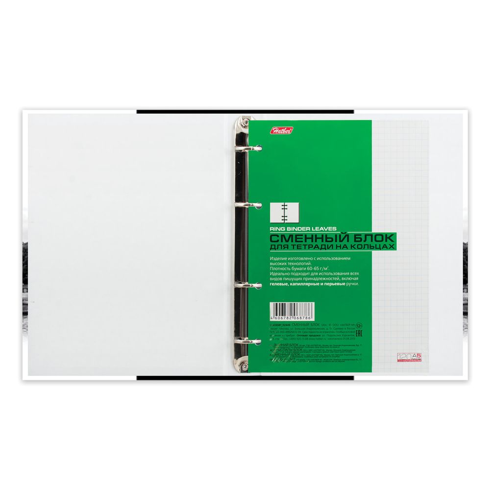 Тетрадь на кольцах А5 (170х220 мм), 120 л., обложка ламинированный картон, клетка, HATBER, 