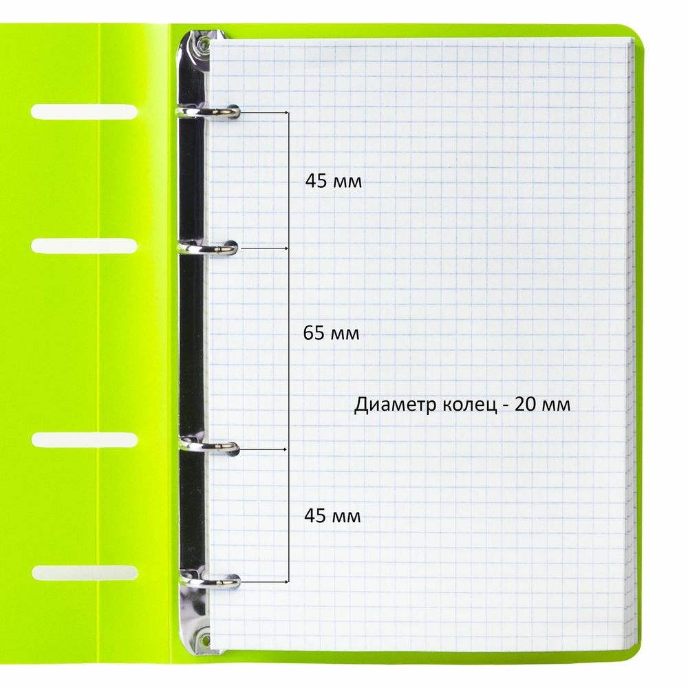 Тетрадь на кольцах А5 160х215 мм, 80 л., пластик, клетка, BRAUBERG, "Салатовый"