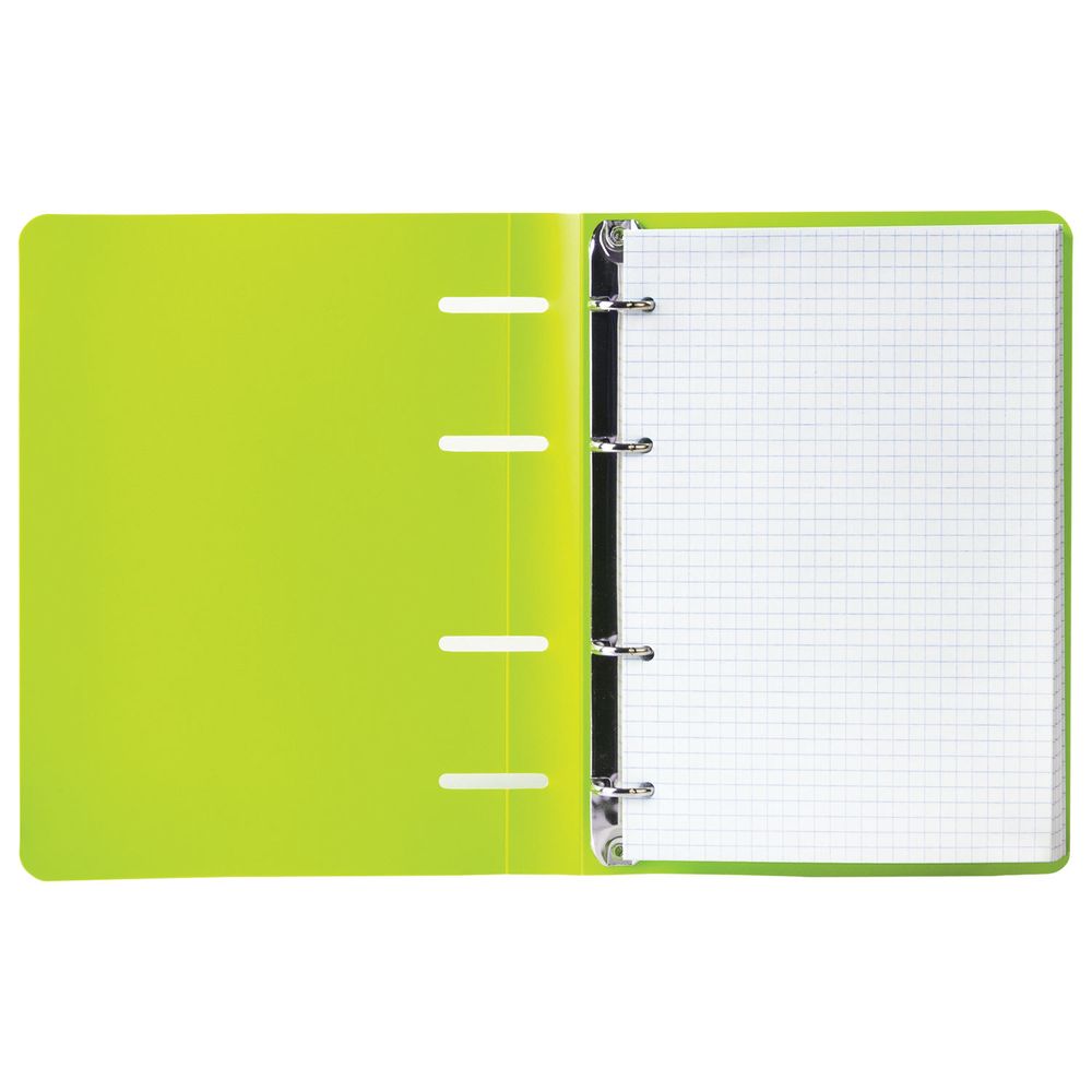 Тетрадь на кольцах А5 160х215 мм, 80 л., пластик, клетка, BRAUBERG, "Салатовый"