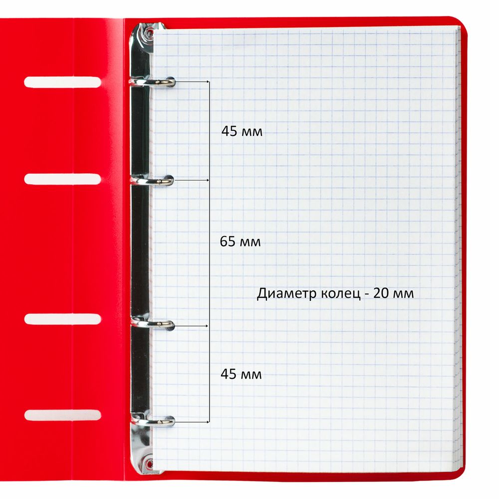 Тетрадь на кольцах А5 160х215 мм, 80 л., пластик, клетка, BRAUBERG, "Красный"