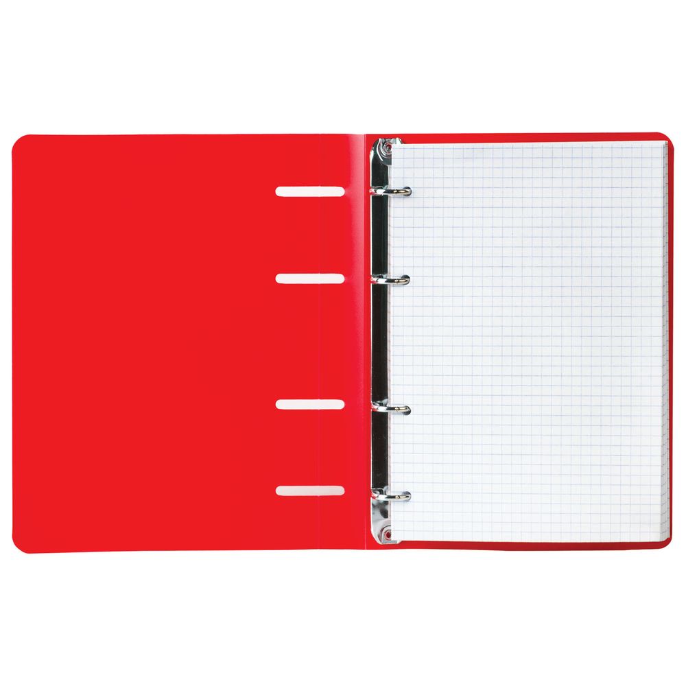Тетрадь на кольцах А5 160х215 мм, 80 л., пластик, клетка, BRAUBERG, "Красный"