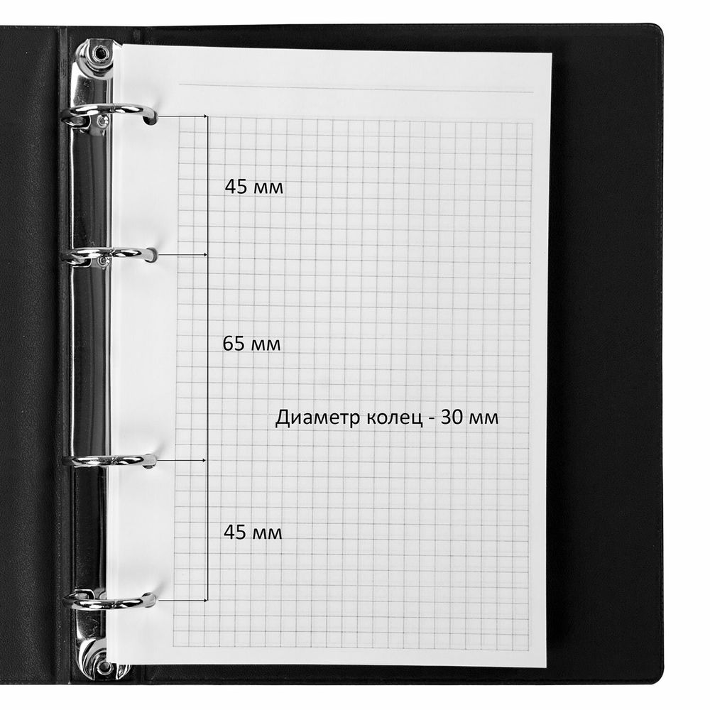 Тетрадь на кольцах А5 (180х220 мм), 80 листов, обложка ПВХ, клетка, BRAUBERG, черный