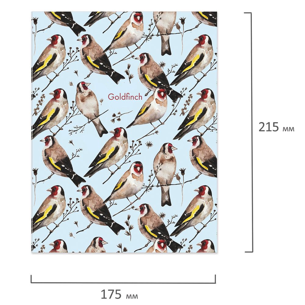 Тетрадь на кольцах А5 (175х215 мм), 120 листов, твердый картон, клетка, BRAUBERG, Щеглы