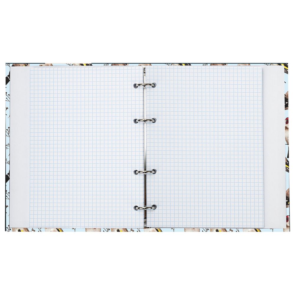 Тетрадь на кольцах А5 (175х215 мм), 120 листов, твердый картон, клетка, BRAUBERG, Щеглы