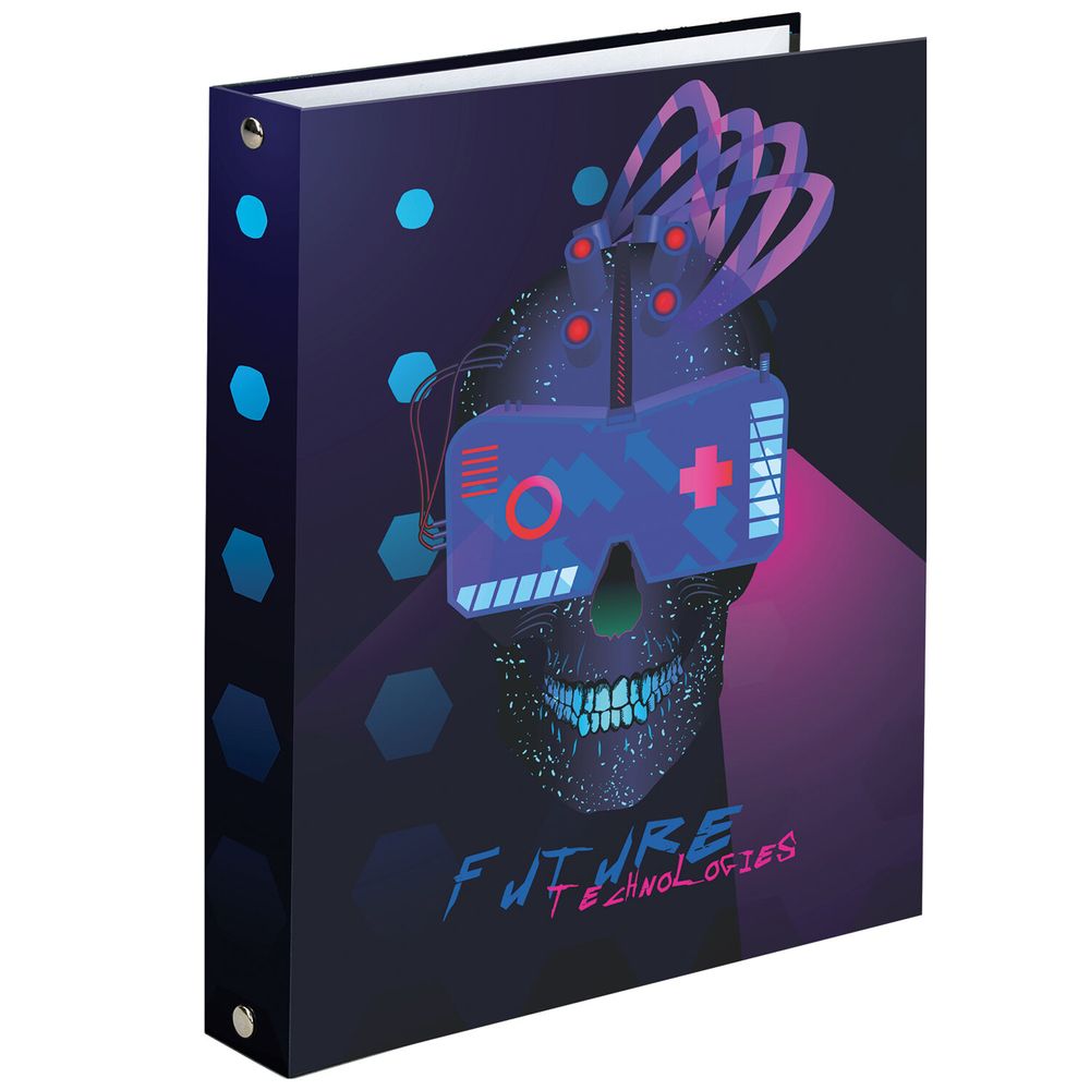 Тетрадь на кольцах А5 (175х215 мм), 120 листов, твердый картон, клетка, BRAUBERG, Cyber