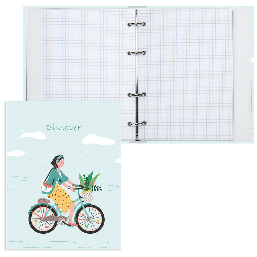 Тетрадь на кольцах А5 (175х215 мм), 120 листов, твердый картон, клетка, BRAUBERG, Discover