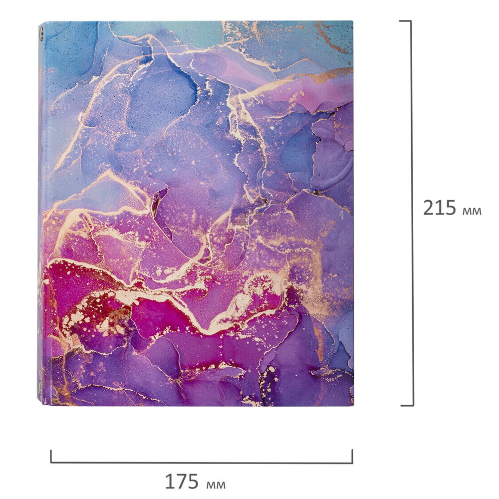 Тетрадь на кольцах А5 (175х215 мм), 120 листов, твердый картон, клетка, с разделителями, BRAUBERG, Marble