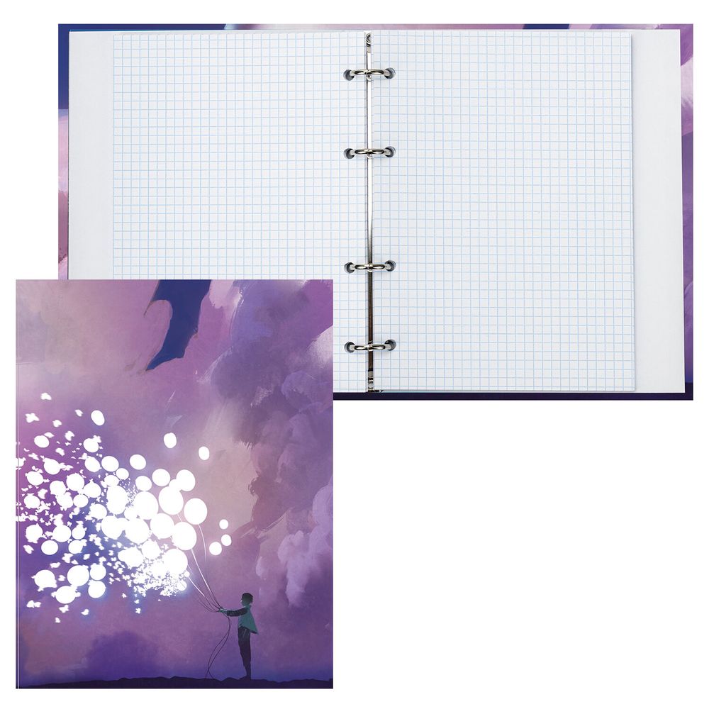 Тетрадь на кольцах А5 (175х215 мм), 160 листов, твердый картон, клетка, BRAUBERG, "Anime Dreams"