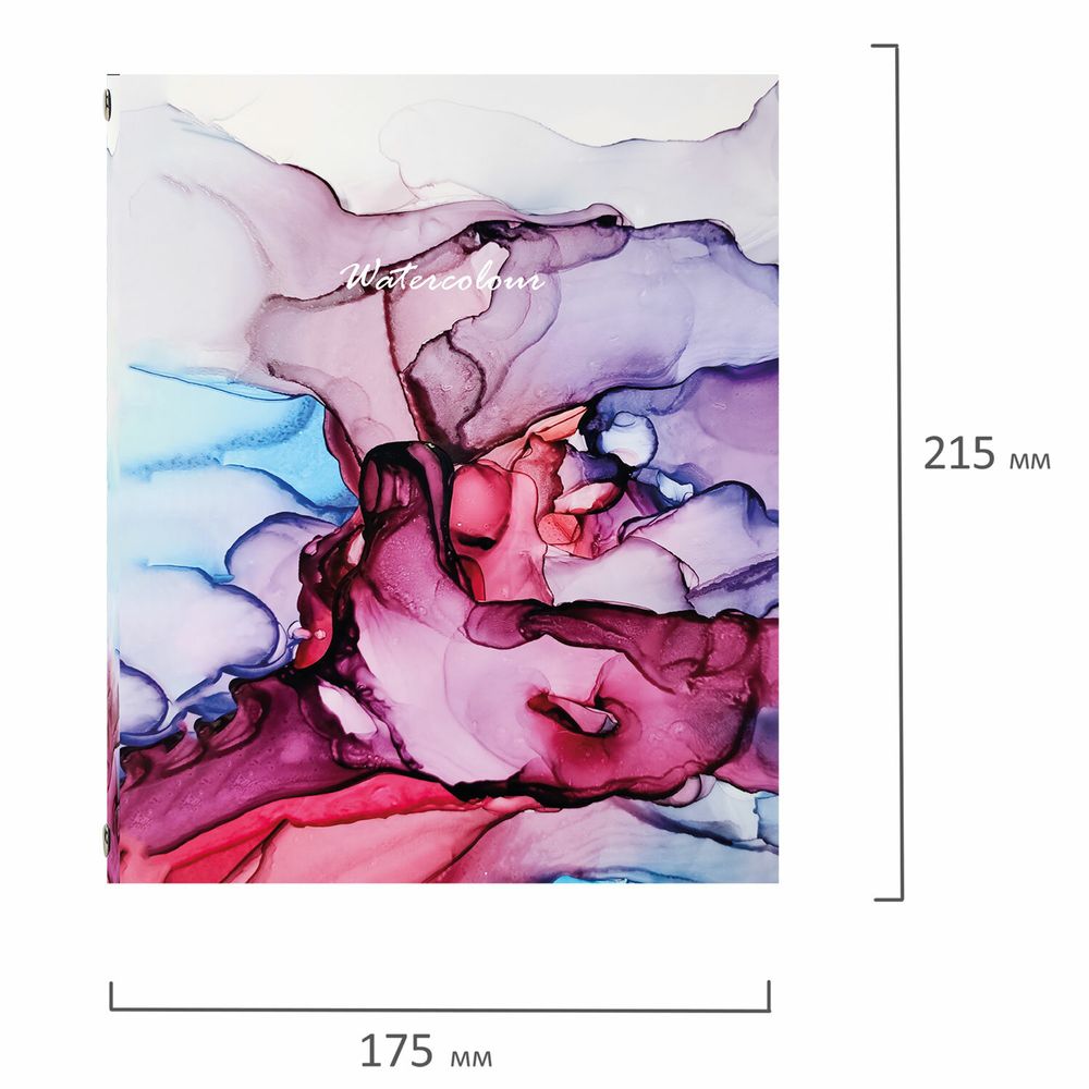 Тетрадь на кольцах А5 (175х215 мм), 240 листов, твердый картон, клетка, BRAUBERG, Акварель