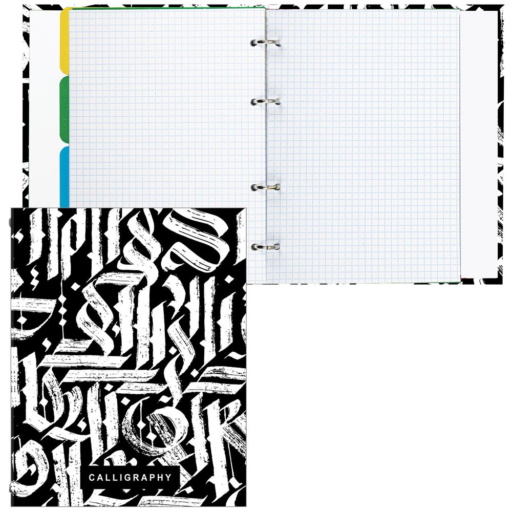 Тетрадь на кольцах А5 (175х215 мм), 240 листов, твердый картон, клетка, с разделителями, BRAUBERG, Calligraphy