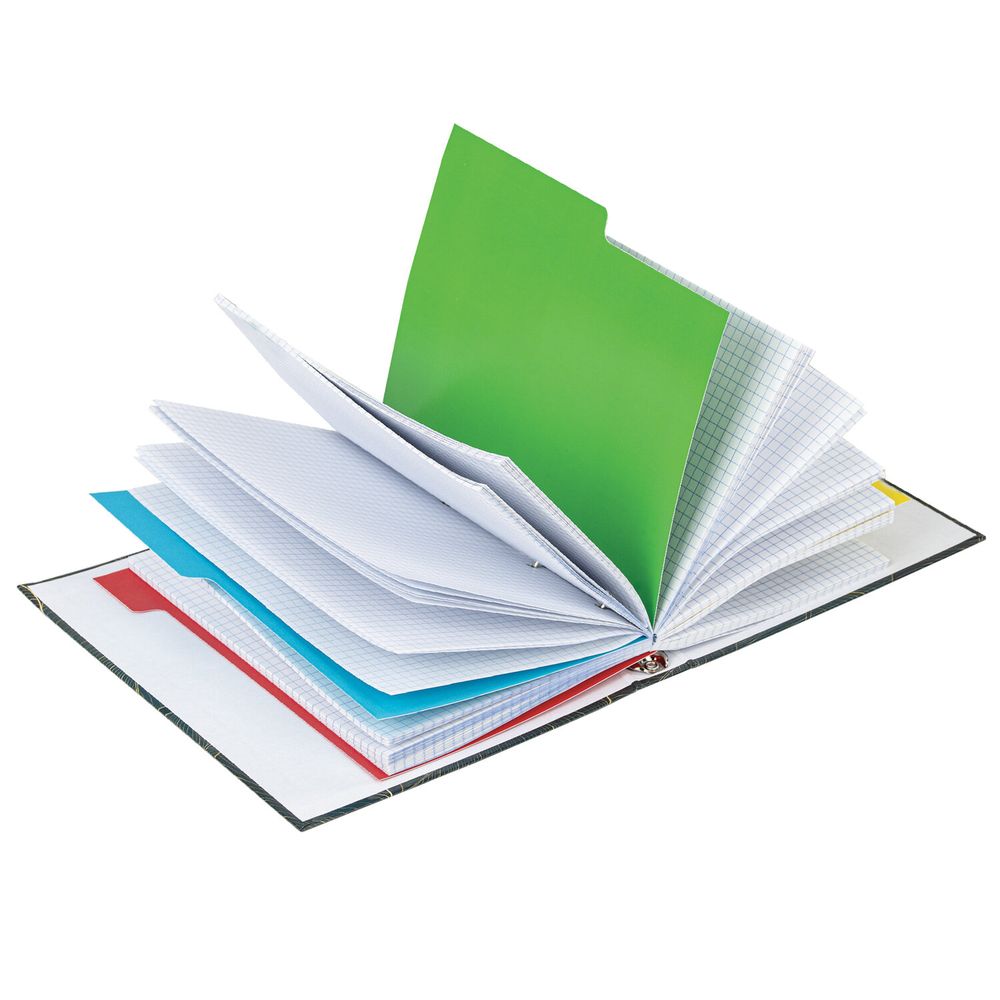 Тетрадь на кольцах А5 (175х215 мм), 240 листов, твердый картон, клетка, с разделителями, BRAUBERG, Листья