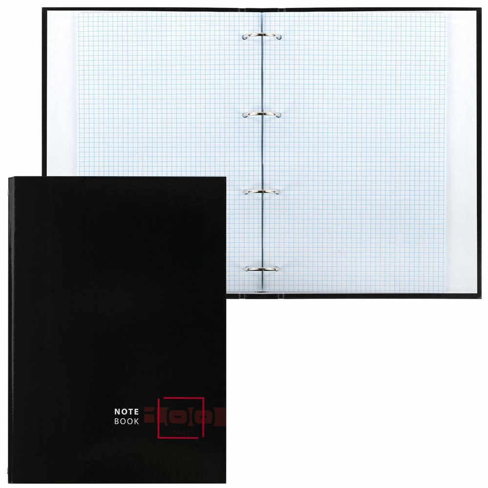 Тетрадь на кольцах БОЛЬШАЯ А4 (210х305 мм), 100 листов, твердый картон, клетка, BRAUBERG, Dark