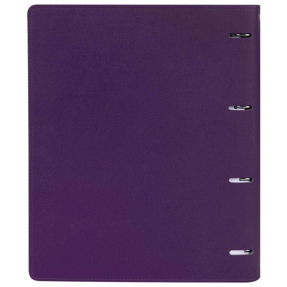 Тетрадь на кольцах БОЛЬШАЯ А4 (240х310 мм), 120 листов, под кожу, клетка, BRAUBERG "Joy", фиолетовый/светло-фиолетовый