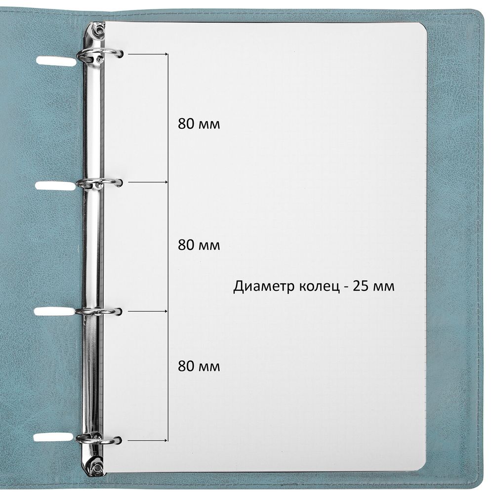 Тетрадь на кольцах БОЛЬШАЯ А4 (240х310 мм), 120 листов, под кожу, клетка, BRAUBERG "Joy", бирюзовый/серо-голубой