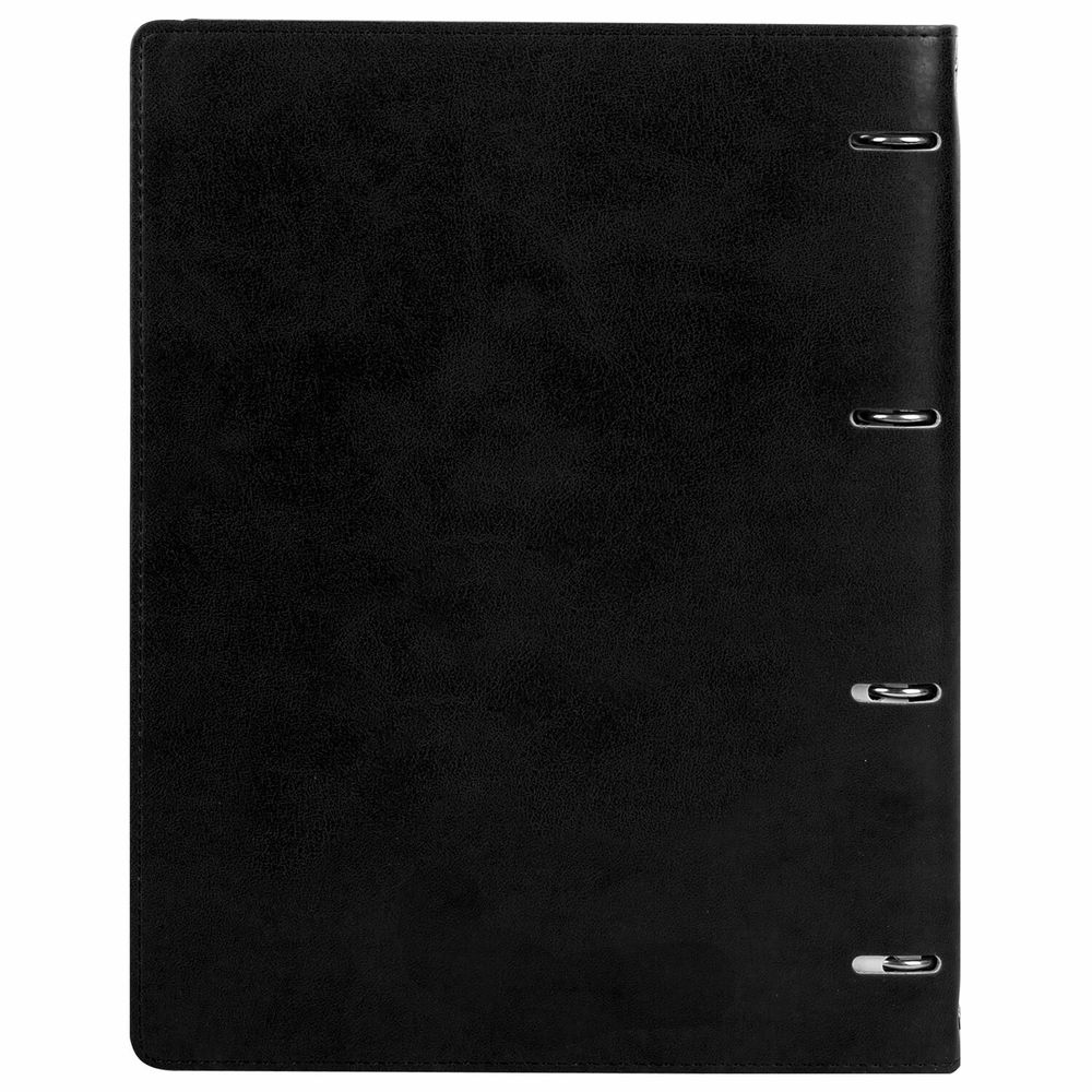 Тетрадь на кольцах БОЛЬШАЯ А4 (240х310 мм), 120 листов, под кожу, клетка, BRAUBERG 