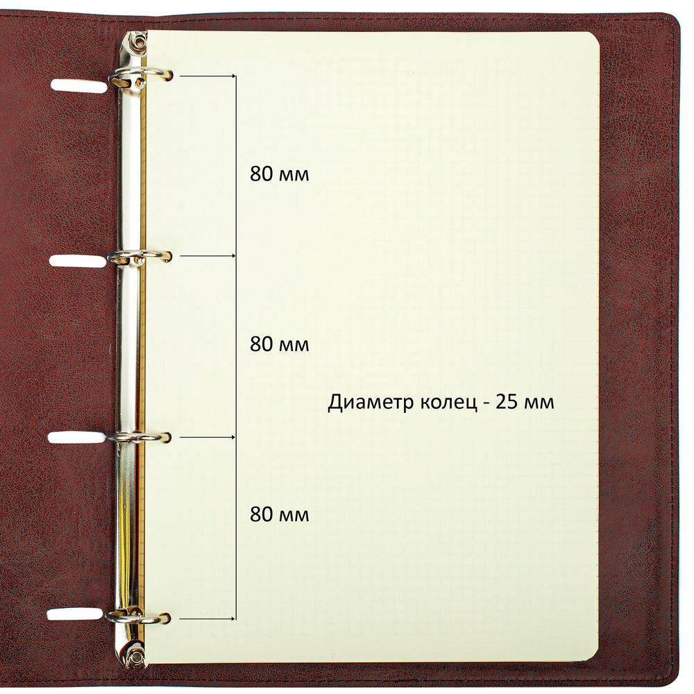 Тетрадь на кольцах БОЛЬШАЯ А4 (240х310 мм), 120 листов, под кожу, клетка, BRAUBERG "Main", коричневый