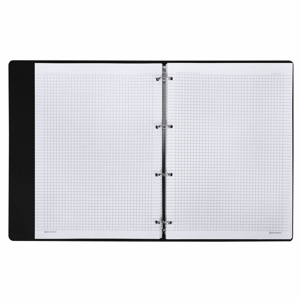 Тетрадь на кольцах БОЛЬШАЯ А4 (240х310 мм), 120 л., под кожу, BRAUBERG VISTA, Black