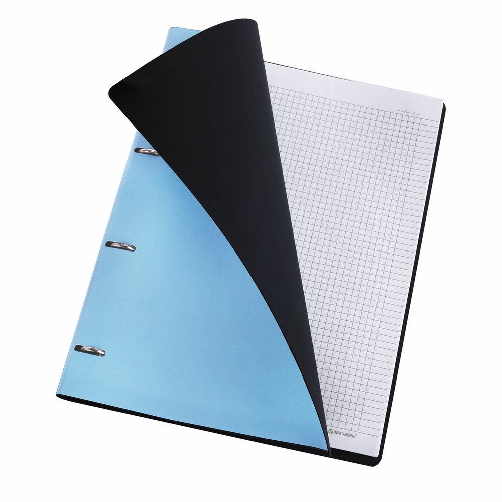 Тетрадь на кольцах БОЛЬШАЯ А4 (240х310 мм), 120 л., под кожу, BRAUBERG VISTA, "Пастельная"