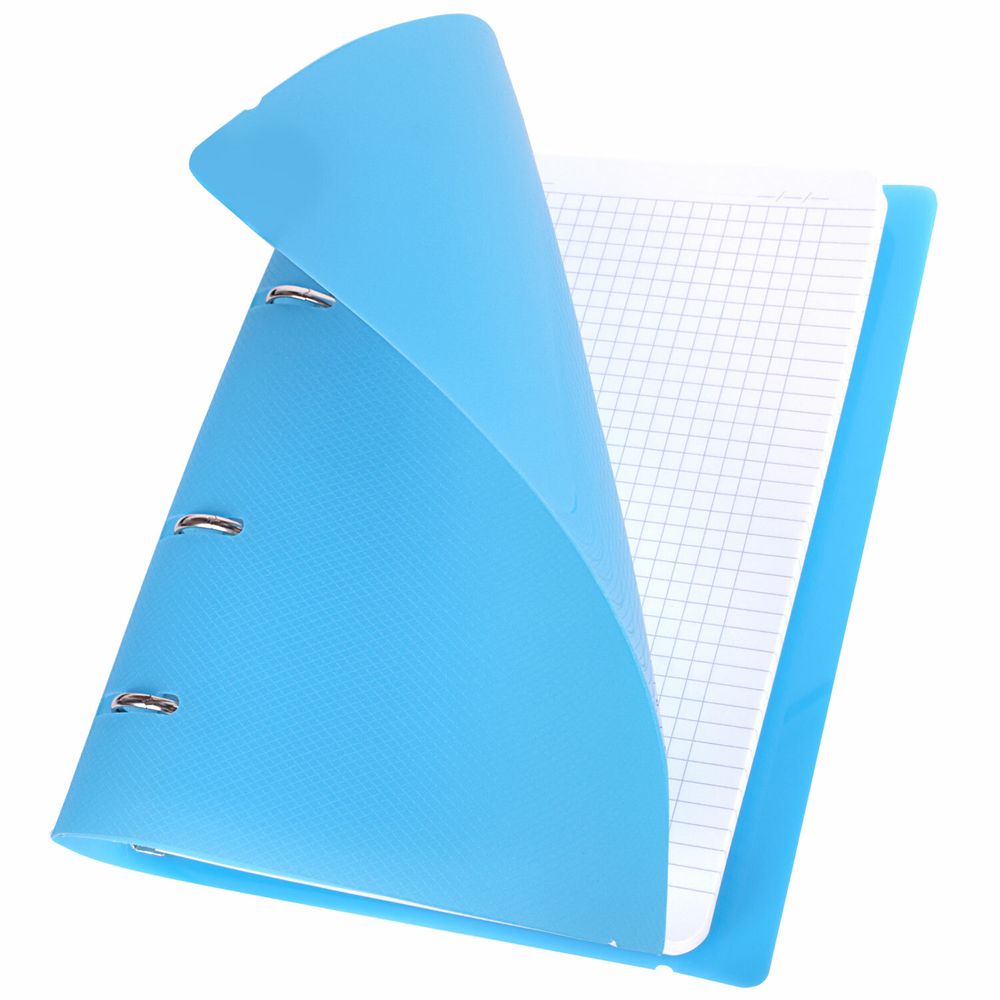 Тетрадь на кольцах А5 175х220 мм, 120 л., пластик, с резинкой, BRAUBERG, Синий