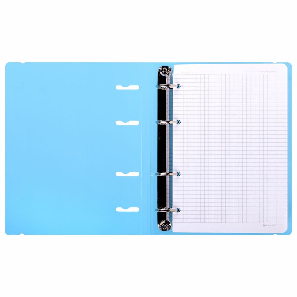 Тетрадь на кольцах А5 175х220 мм, 120 л., пластик, с резинкой, BRAUBERG, Синий