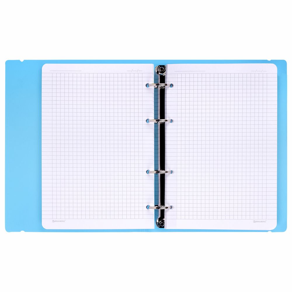 Тетрадь на кольцах А5 175х220 мм, 120 л., пластик, с резинкой, BRAUBERG, Синий