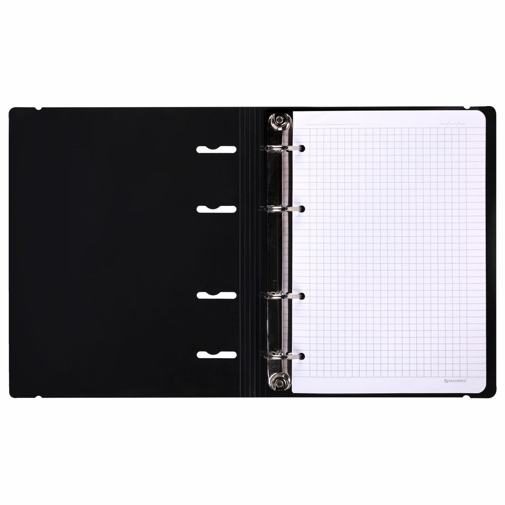 Тетрадь на кольцах А5 175х220 мм, 120 л., пластик, с резинкой, BRAUBERG, Черный