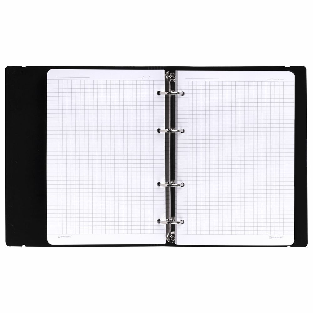 Тетрадь на кольцах А5 175х220 мм, 120 л., пластик, с резинкой, BRAUBERG, Черный
