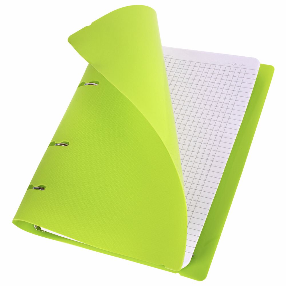 Тетрадь на кольцах А5 175х220 мм, 120 л., пластик, с резинкой, BRAUBERG, Салатовый
