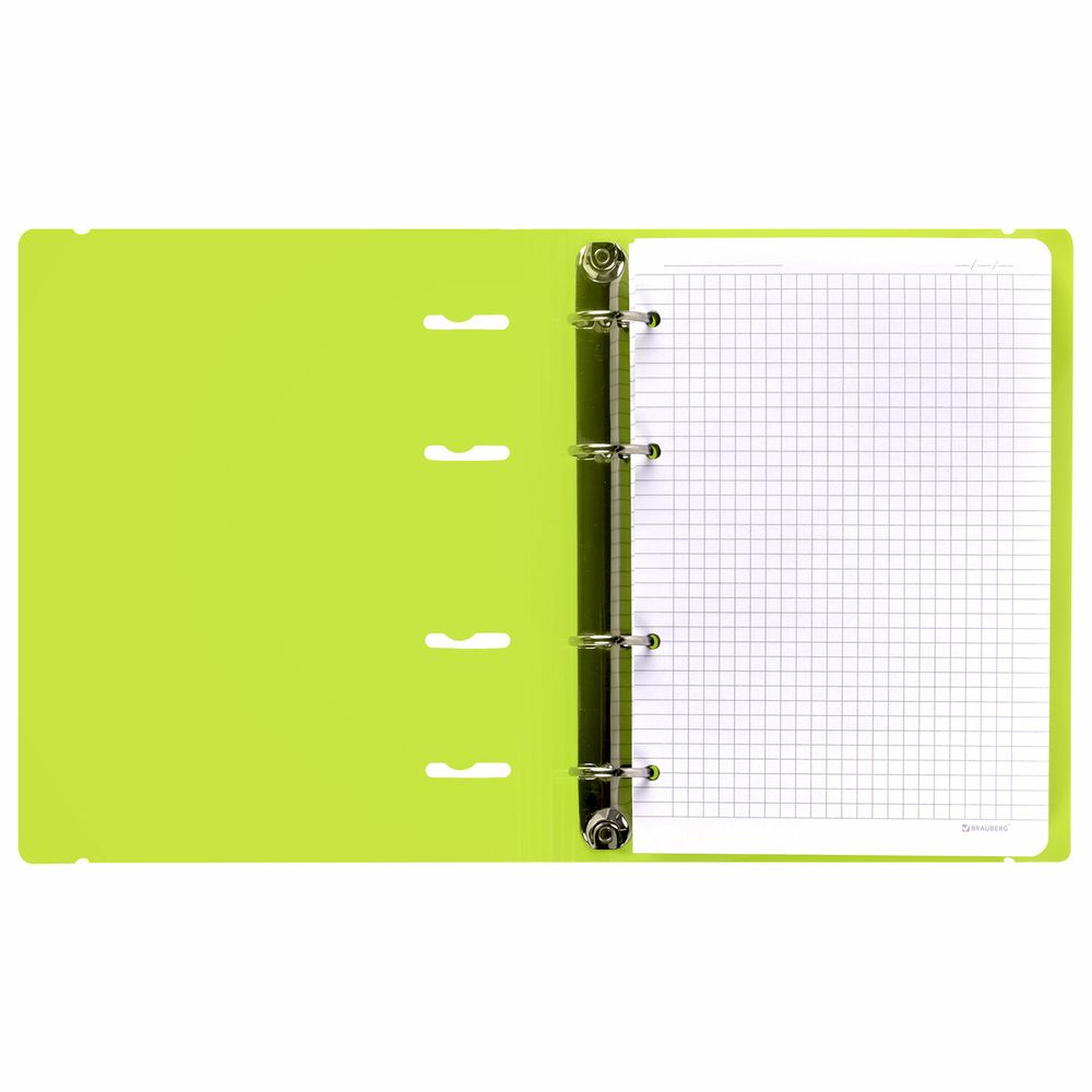 Тетрадь на кольцах А5 175х220 мм, 120 л., пластик, с резинкой, BRAUBERG, Салатовый